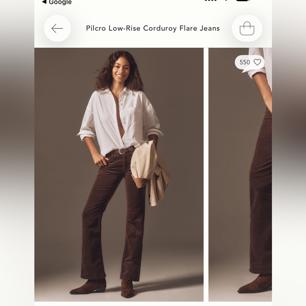 Pilcro Chocolate Corduroy Flare Pants